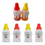 6 Botellas Vacías De Condimento,minitarros De Ketchup 25 Ml
