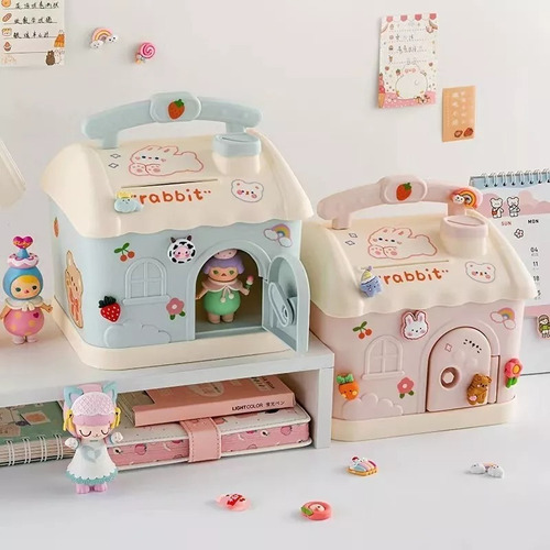 Alcancía En Forma De Casa Kawaii Cute Con Llave Niños