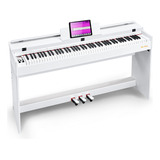 Vangoa Piano Digital, 88 Teclas, Martillo Con Peso Blanco, P