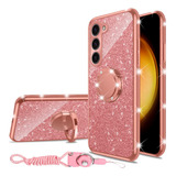 Funda Para Galaxy S23 Plus Con Soporte Diseño Glitter Rosa