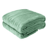 Manta Canelada Cobertor Fleece Veludo Casal Luxo 180x230cm Cor Verde