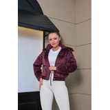 Jaqueta Puffer Feminina Aveludada Forrada Curta Blusa Casaco