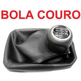 Bola Câmbio Meriva Couro Com Costura Preta + Coifa Preta