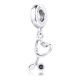 Charm Estetoscopio De Médico En Plata 925 Silver Heart