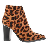 Bota Botineta Corta Mujer Con Taco Animal Print Leopardo