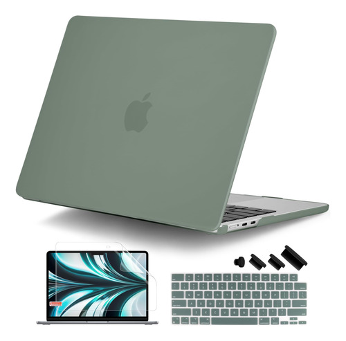 Funda Dongke Para Macbook Air 13 M2 + C/teclado Gris Topo