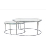 Mesa Ratona Moderna Cromo Premium Redonda Duo Serene