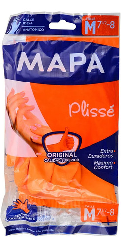 Guantes Mapa Plisse Naranja Latex Original Talle M X 10 Unid