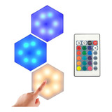 Set 3 Luces Led Rgb Hexagonal Pared + Control Remoto 7096