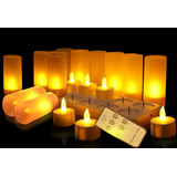 Un Juego De 12 Luces Led Recargables Para Velas Sin Lla...