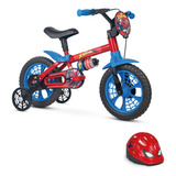 Bicicleta Infantil Nathor Homem Aranha Aro12 Azul + Capacete