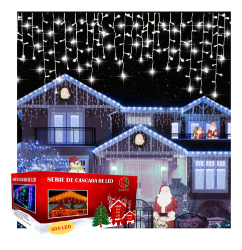 Luces De Navidad Y Decorativas Dosyu Dy-ice300l-csc 9m De Largo 110v - Blanco Frío Con Cable Transparente