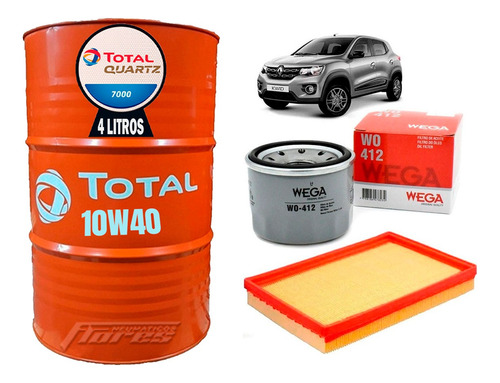 Cambio Aceite Total 7000 10w40 4l + Kit Filtros Renault Kwid