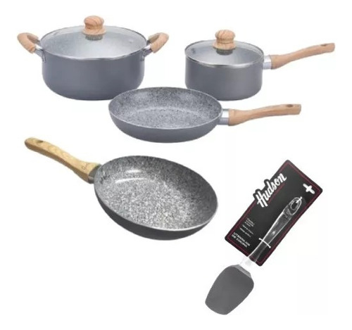 Set Hudson Original Olla Sarten 20cm Granito Antiadhe 2,1mm