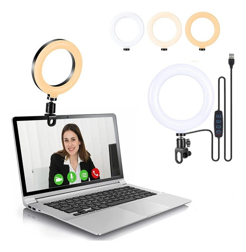 Iluminador Ring Light Led Luz Prender Tela Notebook Monitor