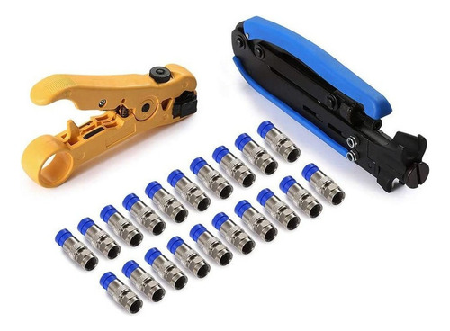 S Rg6 Rg11 Cable Crimper Kit 20pcs F Conectores De S