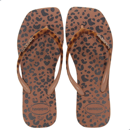 Chinelo Havaianas Slim Square Velvet Ferrugem Tiras Finas