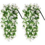 2 Plantas Colgantes De Orquideas Artificiales Blancas