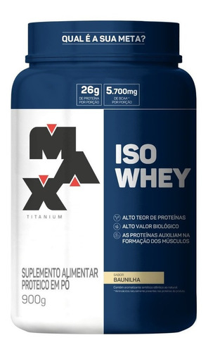 Suplemento Em Pó Max Titanium  Iso Whey Proteínas Iso Whey Sabor  Baunilha Em Pote De 900g