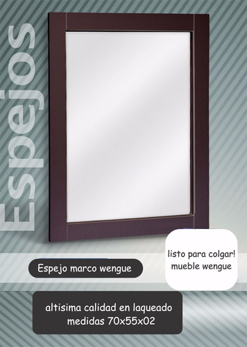 Espejo Con Marco Wengue 70x60x2 Deco/ Baño