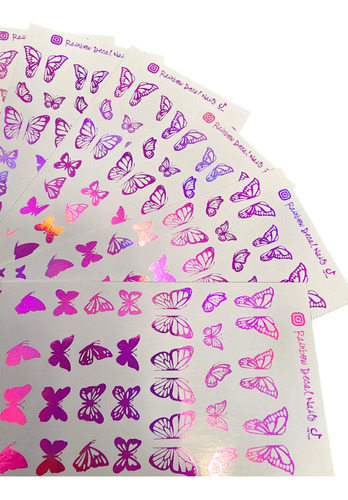 Stickers Uñas Tatto Mariposas 6 Planillas