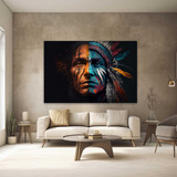 Quadro Indigena Arte Azul Luxo  40x60 Decorativo Sala Quarto