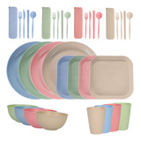 Pack De 36 Platos Plásticos Reutilizable Colores Surtidos