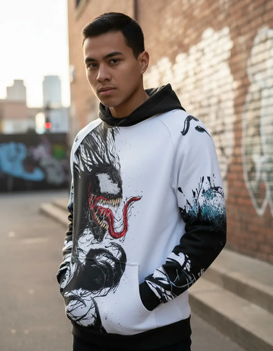 Sudadera Sublimada Venom Blanca Invierno