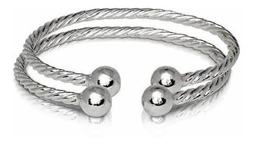 Brazalete - Ball Ends Coiled Rope West Indian Bangles.925 St