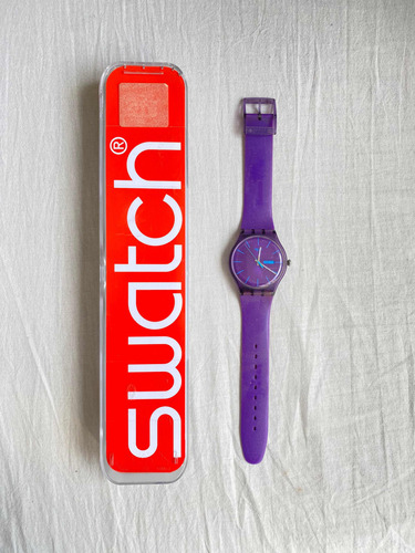 Reloj Swatch Violeta En Su Caja Original