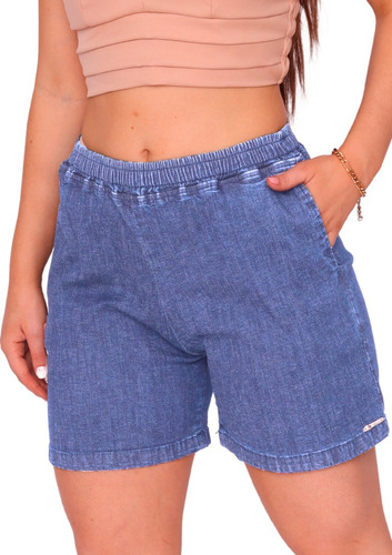 Short Jeans Runner Leve Bermuda Solta Larguinha Elastico Cos