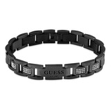 Pulsera Para Hombre Guess Frontiers Color Negro Metalico Diámetro 12 Cm Largo 23 Cm