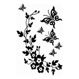 Diseño Floral Mariposa Flor Decoración Vinilo Decorativo