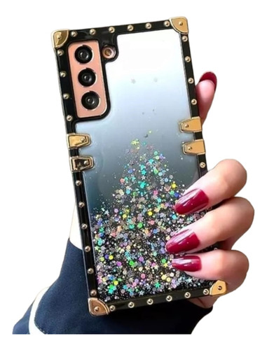 Funda Brillo Degradado Moda Cuadrado Uso Rudo Huawei + Mica