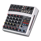 Consola Mezcladora Bomge 6 Canales Con Bluetooth Dsp Blanco