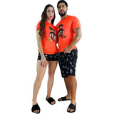 Pijama Dúo De Parejas Son Goku Dragon Ball Short Y Camisa