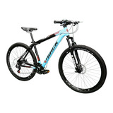 Mountain Bike Aro 29 Bicicleta Suspensao Troy Freio À Disco Cor Preto E Azul Tamanho Do Quadro 17.5