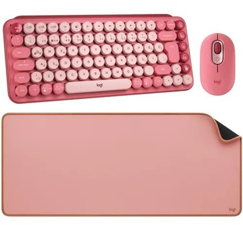 Combo Logitech Pop Keys - Pop Mouse Heartbreaker + Desk Mat