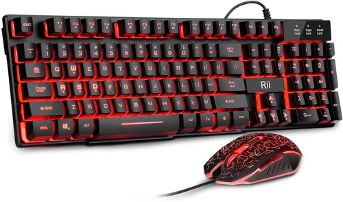 Kit Teclado Y Mouse Rii Ek108 Mecanico Retroiluminado Led