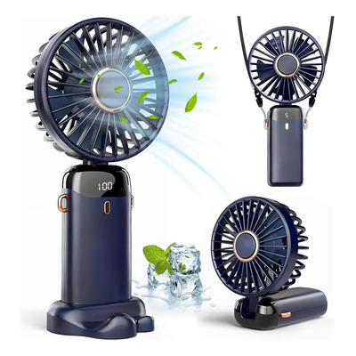 Ventilador De Mano Portátil, Ventilador Portátil Recargable Por Usb De 5000mah, Mini Ventilador De Escritorio De 5 Velocidades Con Cordón Y Base, Ventilador De Mano Personal Para Hogar, Oficina | MercadoLibre