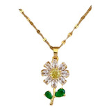 Collar Girasoles Para Mujer Flor Oro Laminado Con Cofre