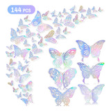 144pcs Mariposas Decorativas 3d Pared Colore Metalicos Hueco