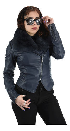 Campera Mujer Corta Elegante Ecocuero Piel Santellon 15552