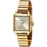 Relógio Mondaine Feminino Analógico Quadrado 32218lpmvde1 Cor Da Correia Dourado Cor Do Bisel Dourado Cor Do Fundo Dourado