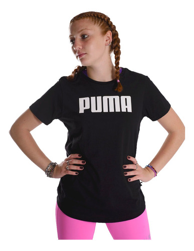 Remera Puma Lifestyle Mujer Ess Negro-blanco Cli