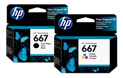 Kit De Cartuchos Tinta Negro+color Hp 667 Advantage