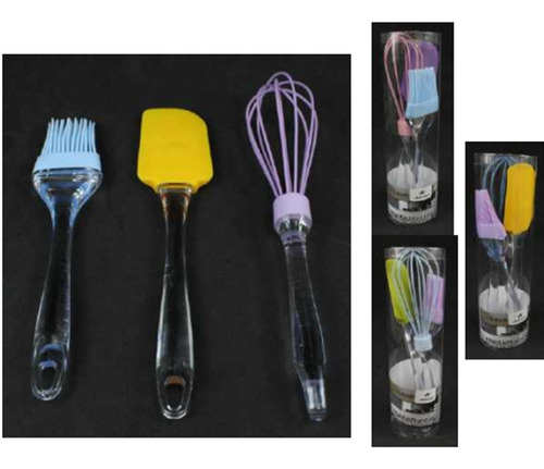 Kit Confeitaria Espátula Pincel Batedor P/ Cozinha Silicone