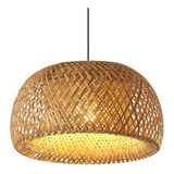 Luminária Pendente Rustico Fibra De Bambu Natural Bivolt E27