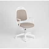 Silla Blanca Diva De Escritorio Ofice Neumática Tela Beige