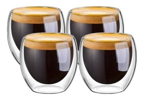 Set X6 Vasos Térmicos Doble Vidrio Símil Bodum 75 Cc